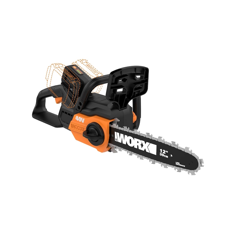 Worx WG381.9 40 V Cordless Chainsaw with Auto Tension, Tool Only, 12in