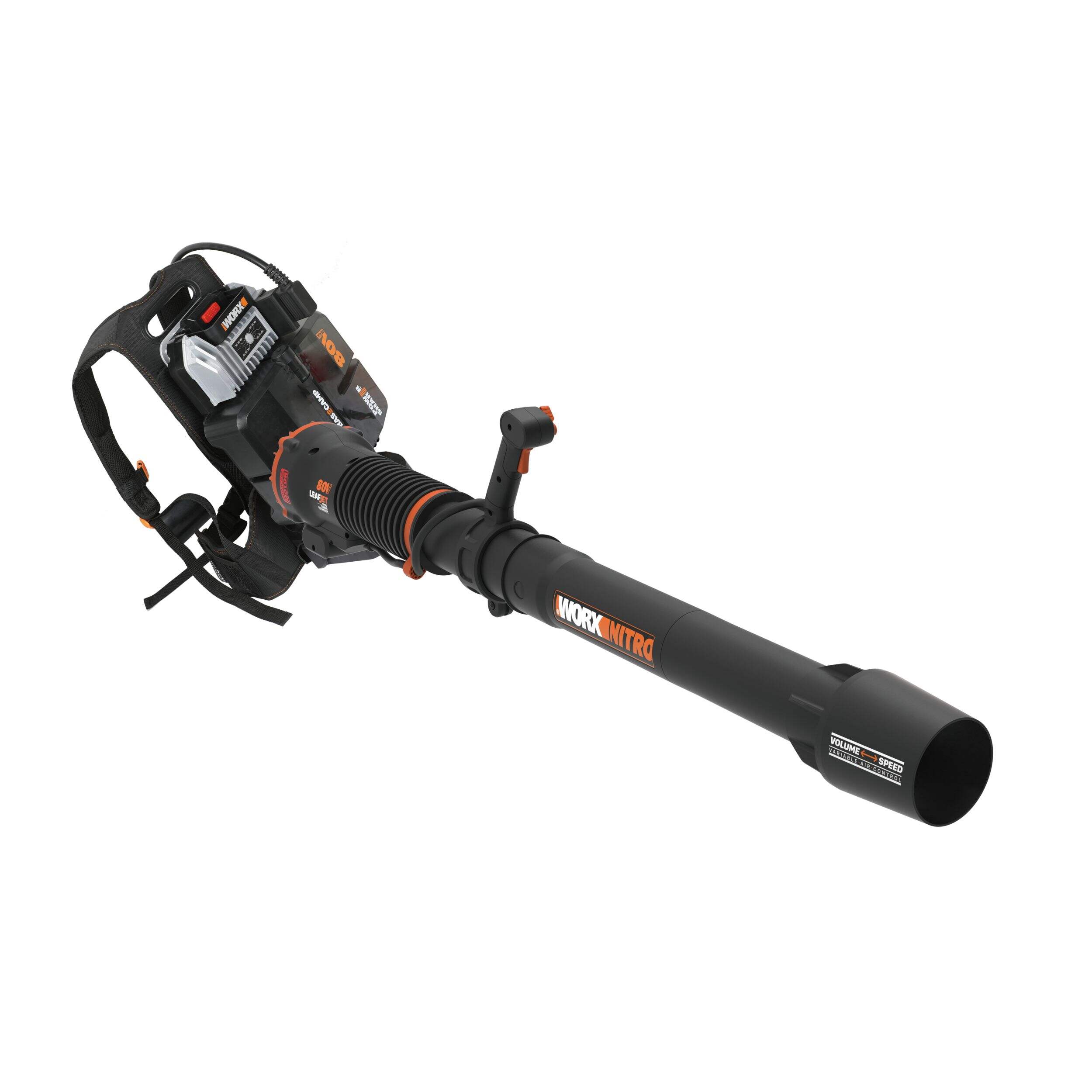 Worx Nitro 80V 800CFM Cordless Brushless Backpack Leaf Blower Front_Angled_Right