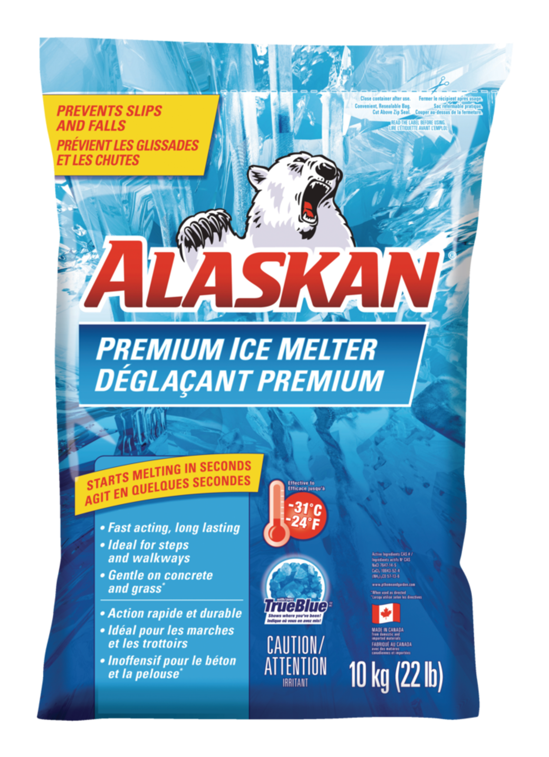 Alaskan Premium Ice Melt Bag, Fast-Acting, Gentle On Concrete And Grass, 10-kg Front_Flat