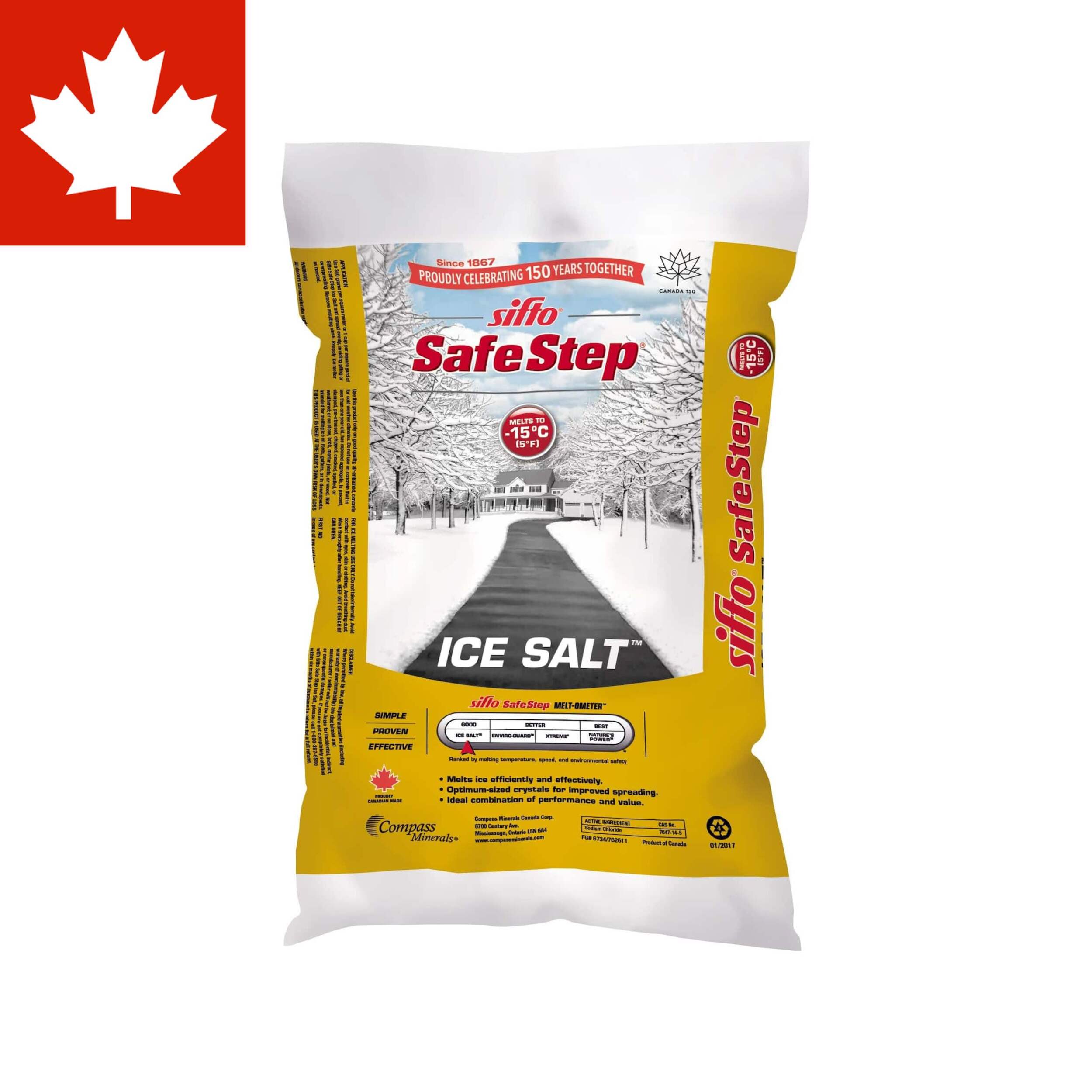 Sifto Safe Step Ice Salt Bag, Adds Traction, Rock Salt, 20-kg Front_Flat