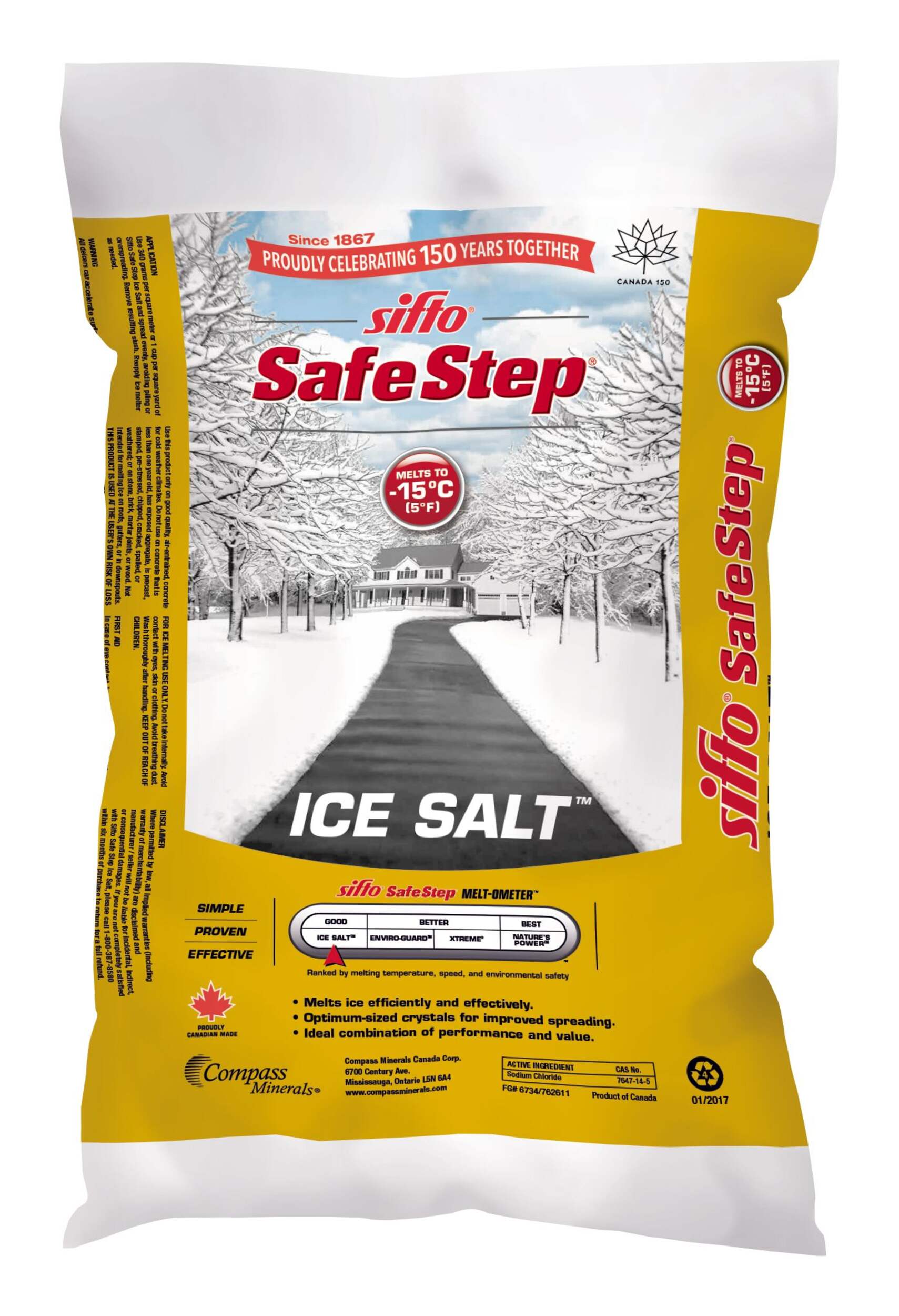 Sifto Safe Step Ice Salt Bag, Adds Traction, Rock Salt, 20-kg Front_Flat