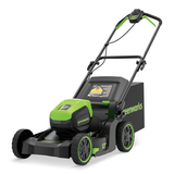 Greenworks 60V 17-in Push Lawn Mower with 4.0 Ah Battery & 3A Charger Front_Three_Fourths_Angled_Left