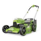Greenworks 60V 21-in Push Lawn Mower with 4.0 Ah Battery & 3A Charger Front_Three_Fourths_Angled_Left
