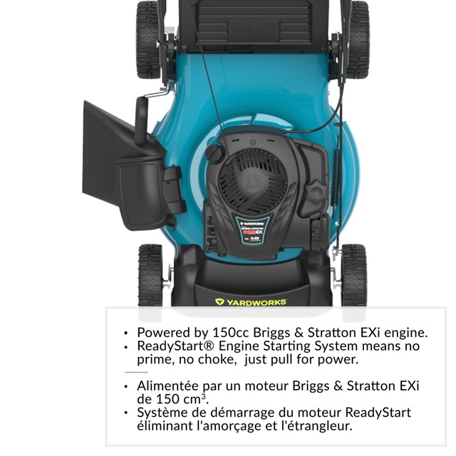 Yardworks 3in1 150cc Gas Engine Walk Behind Push Lawn Mower, 21in