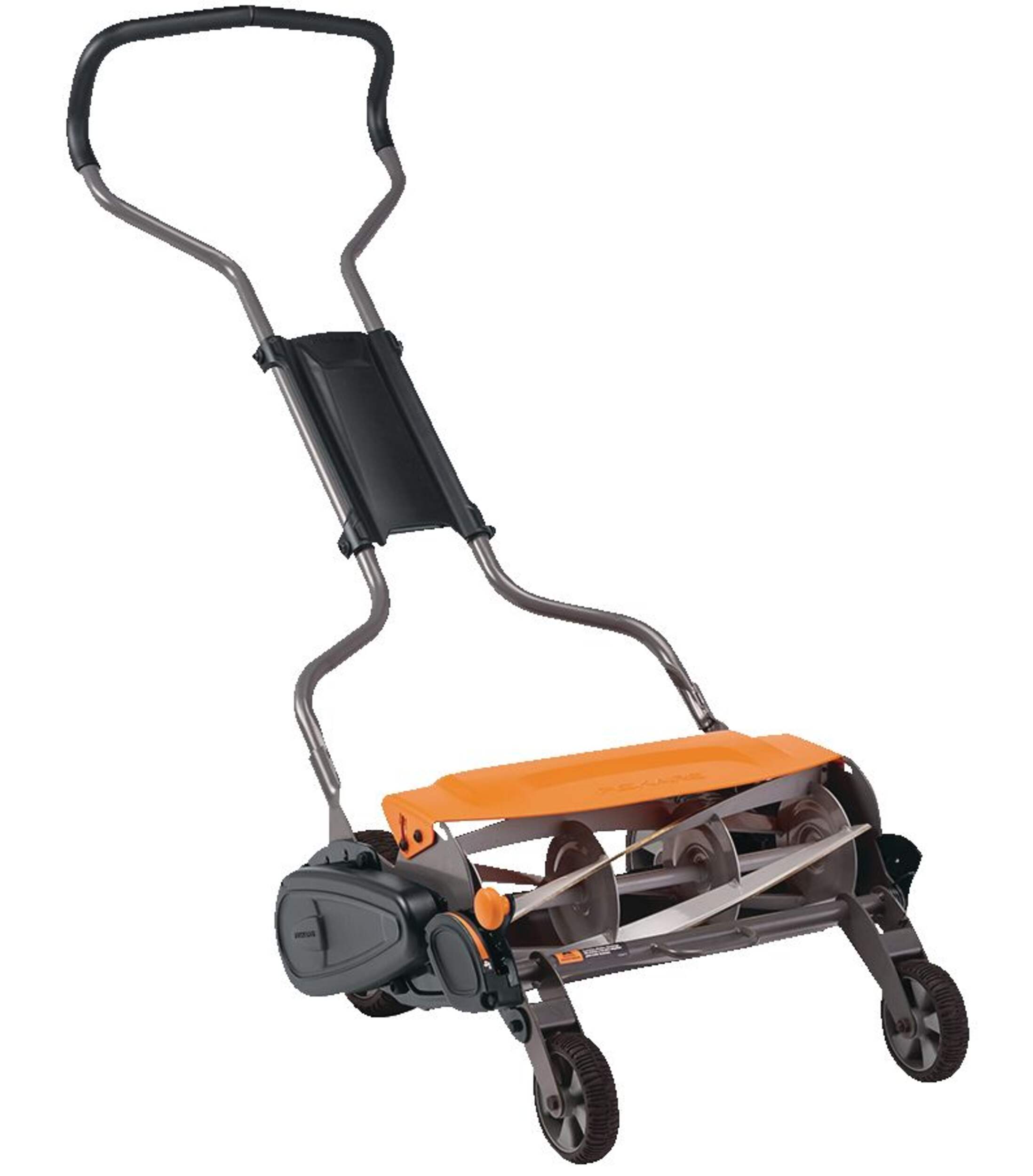 Fiskars StaySharp™Easy Push Manual Walk Behind Max Reel Lawn Mower, 18-in Front_Three_Fourths_Angled_Right