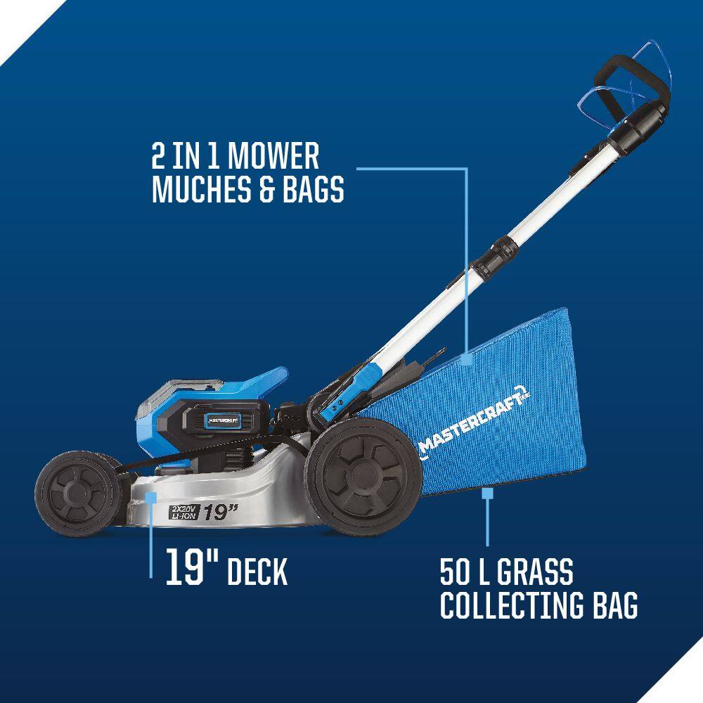 Mastercraft 2x20V Brushless Lawn Mower 19 in Tool Only PWR POD Compatible Canadian Tire