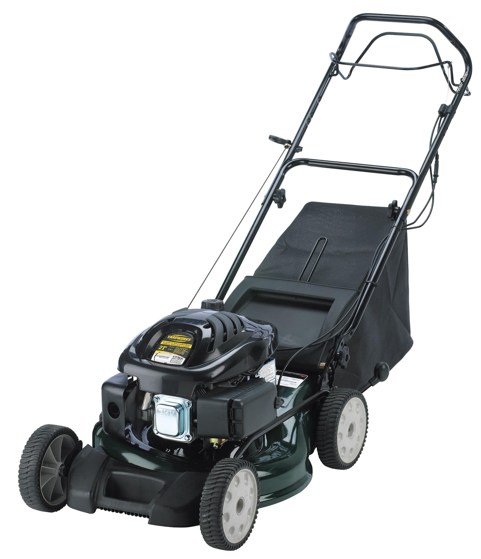 19-inch Electric Lawn Mower YF1518-3N1, 19-inch Metal Decking, 1-3 inch 7  Positions Central Cutting Height, 12 Rear Wheel, 14 Gal Grass Bag