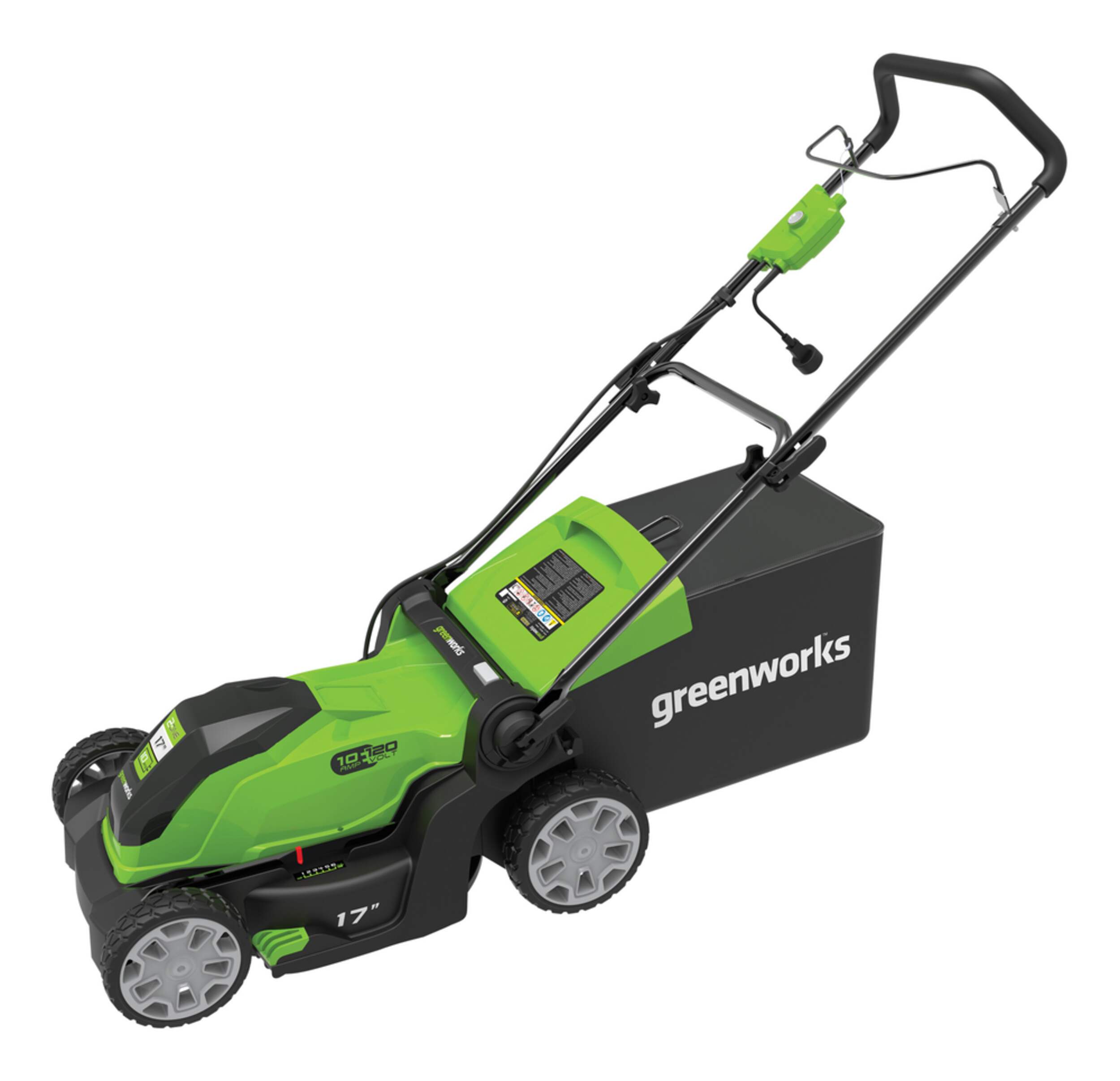 Greenworks 10A Electric Lawn Mower, 17-in Front_Angled_Left