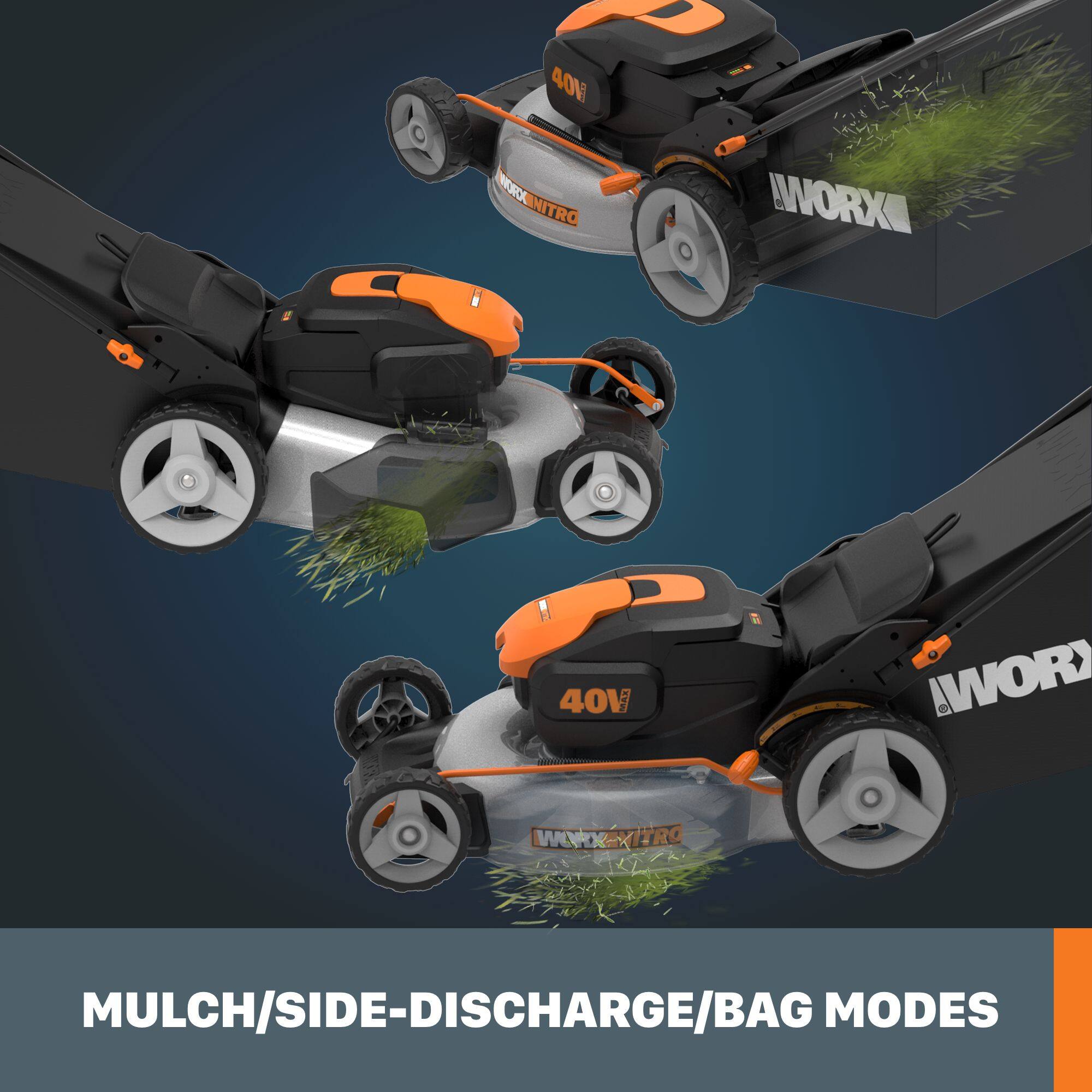 WORX Nitro 3 in 1 2x20V 5Ah Battery Cordless Brushed Walk Behind