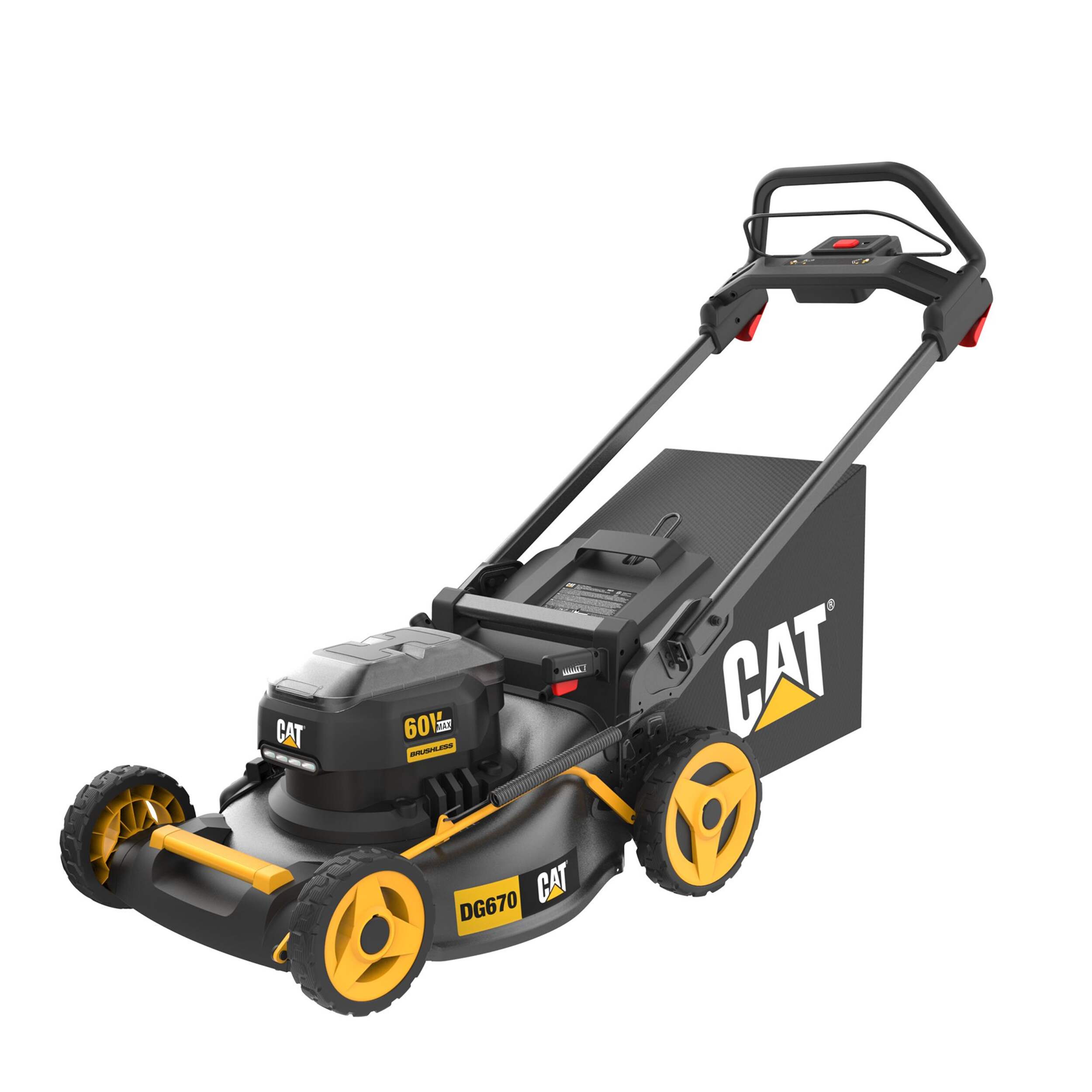 CAT 60V 5Ah Battery Cordless Brushless Walk Behind Push Lawn Mower, 21-in Front_Three_Fourths_Angled_Left