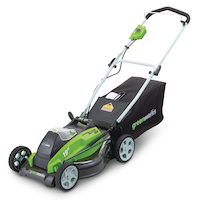 Greenworks 2-in-1 40V 4Ah Battery Cordless Brushed Walk Behind Push Lawn Mower, 19-in Front_Three_Fourths_Angled_Left
