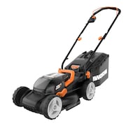WORX WG779.9 40V Power Share™ 2-in-1 Cordless Brushed Walk Behind Push Lawn Mower, 14-in, 4Ah, Tool Only Front_Three_Fourths_Angled_Left
