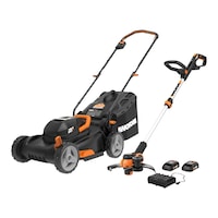 WORX WG911 Power Share™ 3-in-1 Combo Kit, 40V Cordless Push Lawn Mower, 17-in + 20V Grass Trimmer, 12-in Composite_or_Mixed