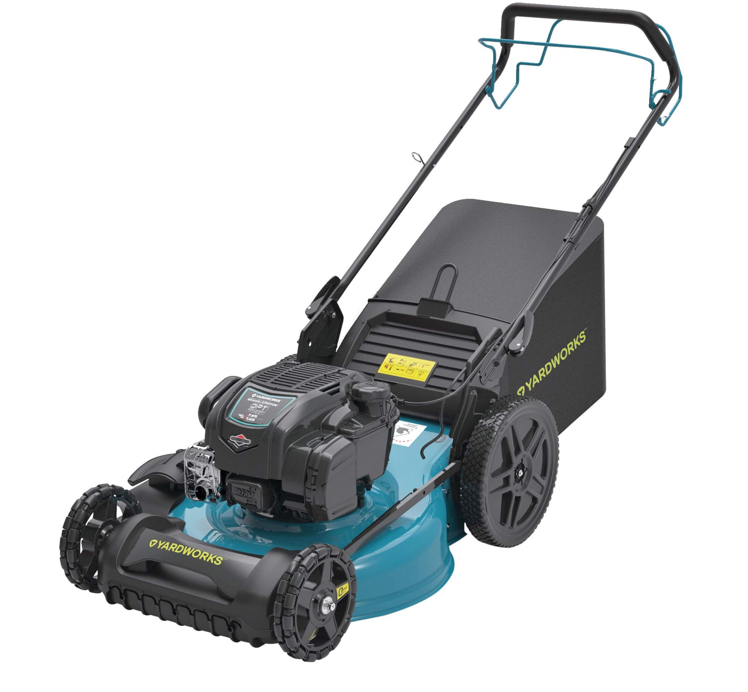 Tondeuse automotrice à propulsion avec moteur à essence 3-en-1 Yardworks, 163 cm3, 22 po Front_Angled_Left