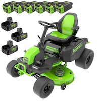 Greenworks 60V 6x8Ah Electric Riding Lawn Mower with Removable Batteries, 42-in