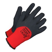 Forcefield Fleece-Lined Rubber Palm Unisex Work Gloves, Large/X-Large, Black/Red Composite_or_Mixed