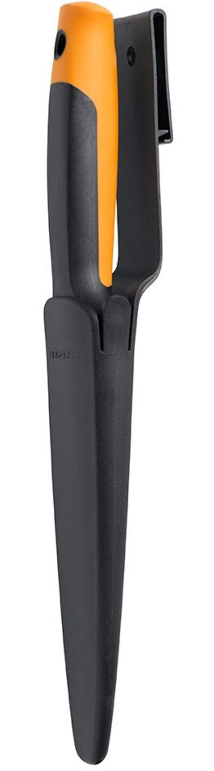 Fiskars Stainless-Steel Dual-Edged Garden Hori Hori Knife with Sheath Front_Three_Fourths_Angled_Left