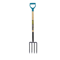 Yardworks Tempered-Steel 4-Tine D-Grip Garden Fork, 30.5-in Wooden Shaft Front_Flat