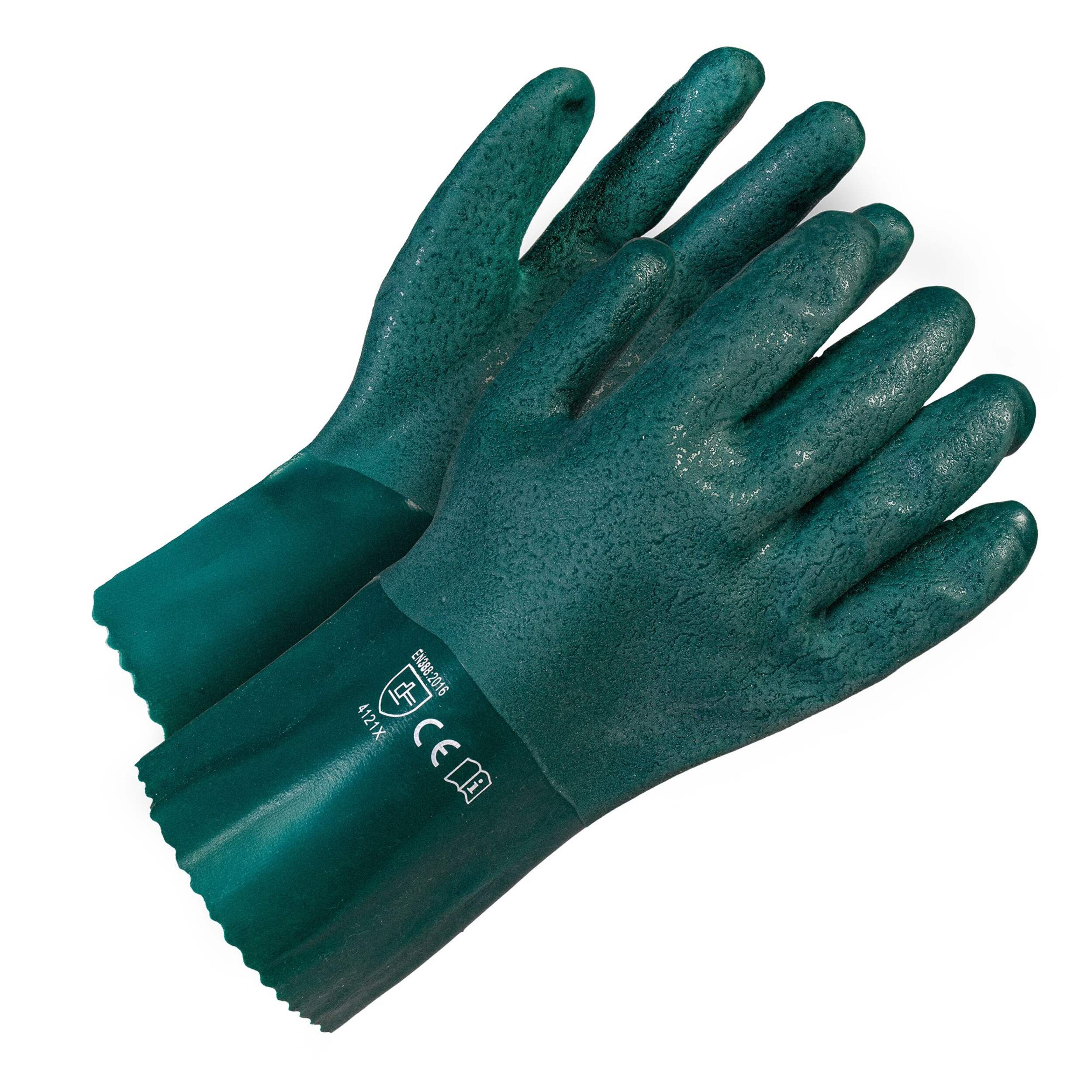 Certified Waterproof Cotton PVC Men's Work Gloves, Large, Green Composite_or_Mixed