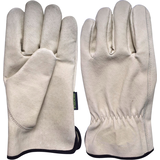 Yardworks Pig Skin Leather Men's Work Gloves, One Size Fits Most, White Composite_or_Mixed