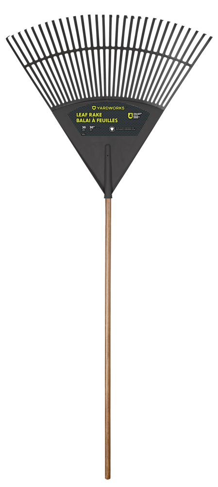 Yardworks 30-in Wide Poly 30-Tine Jumbo Leaf Rake, 48-in Hardwood Shaft ...