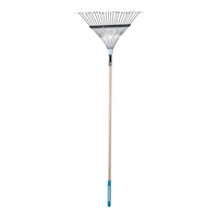 Yardworks 22-in Wide Metal 22-Tine Leaf Rake, 48-in Hardwood Shaft Front_Flat