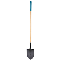 Yardworks Tempered Steel Round Point Long Handle Shovel, 62-In, Hardwood Shaft