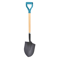 Yardworks Tempered Steel Round Point Short Handle D-Grip Shovel, 40-In, Wooden Shaft Front_Flat