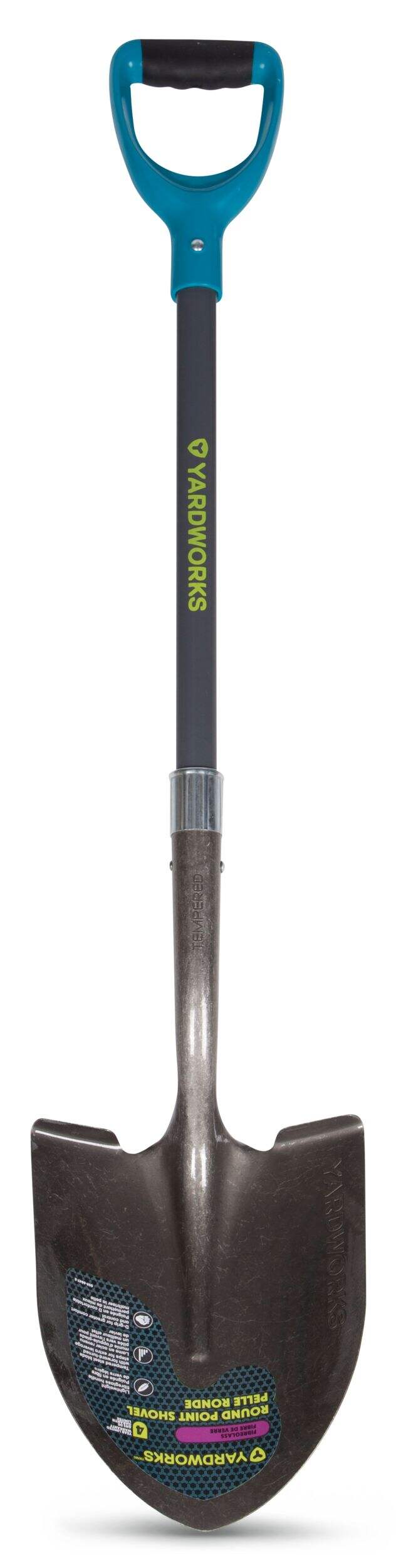 Yardworks Ergo Steel Round-Point Short-Handle D-Grip Shovel, 43-in Fibreglass Shaft Front_Flat