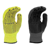 Yardworks Knit Dotted Palm Lined Unisex Work Gloves, Large, Yellow, Grey, 2-pk