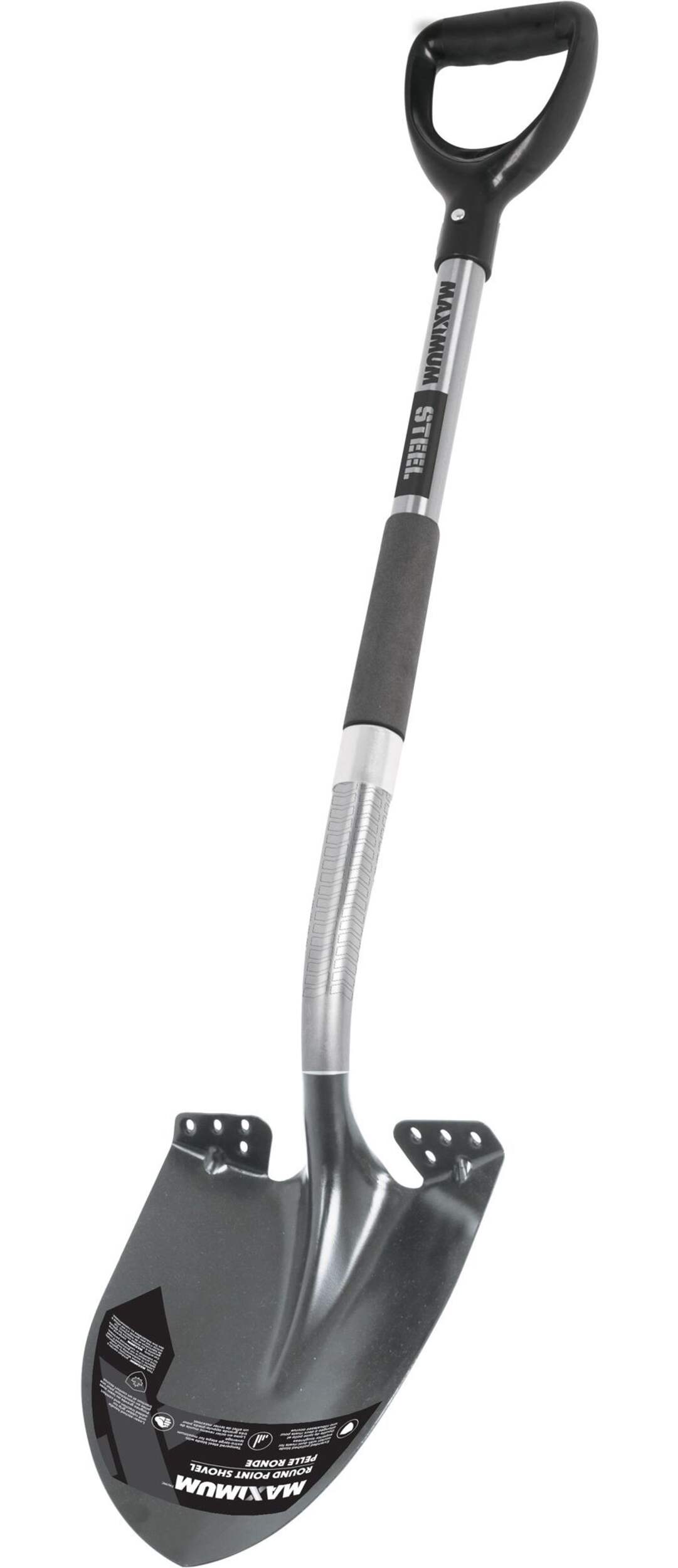 MAXIMUM Steel D-Handle Roundpoint Shovel Front_Angled_Left