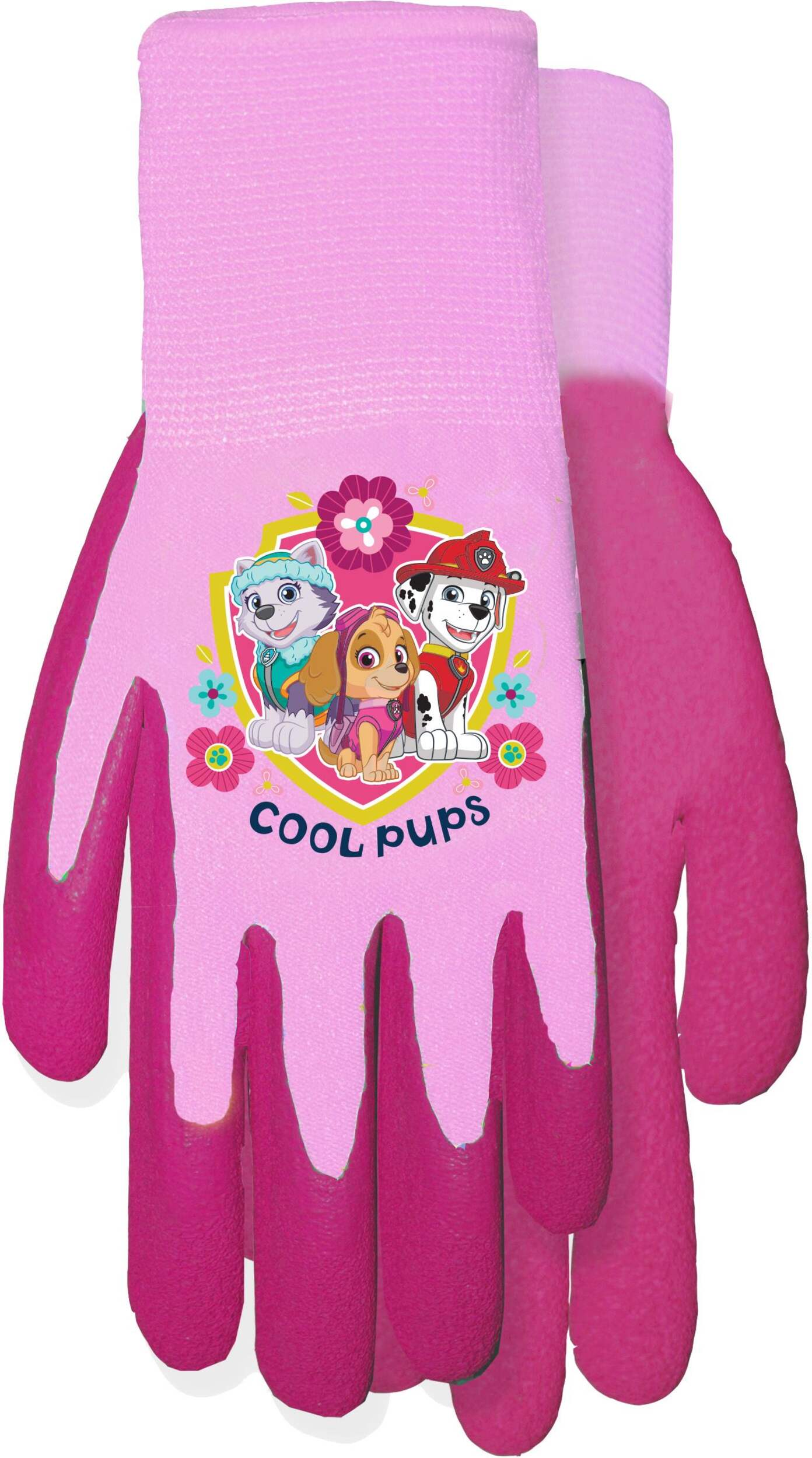 Paw Patrol Cool Pups Kids' Latex Coated Gripper Garden Gloves, Pink Front_Flat