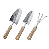 Yardworks Stainless-Steel Garden Tool Set with Wooden Handles, 3-pc Front_Flat