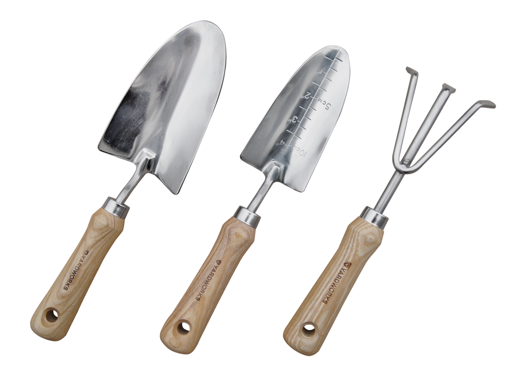 Yardworks StainlessSteel Garden Tool Set with Wooden Handles, 3pc