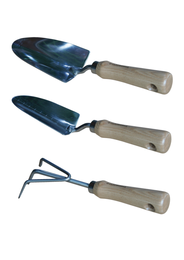 Yardworks StainlessSteel Garden Tool Set with Wooden Handles, 3pc