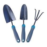 Yardworks Carbon-Steel Garden Tool Set with Rubber Handles, Hammertone Finish, 3-pc Front_Flat