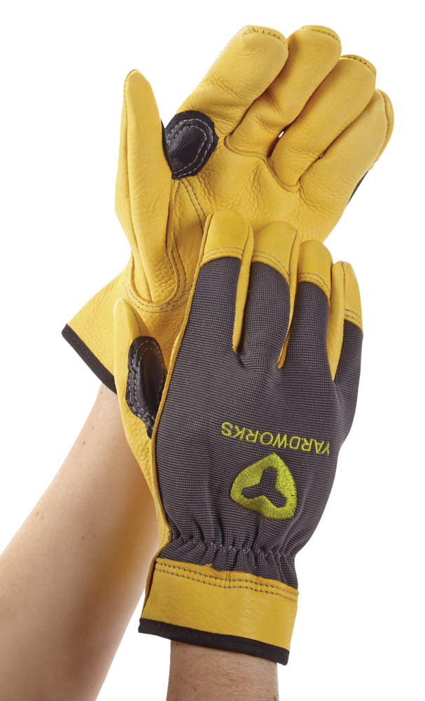 Yardworks Goat Skin Leather Unisex Work Gloves, Assorted Sizes, Brown