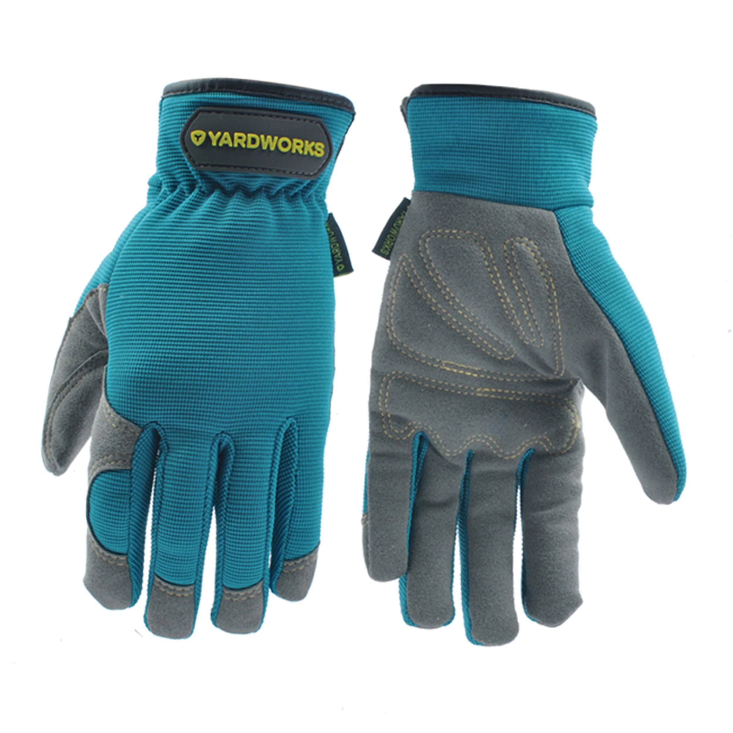 Yardworks Synthetic Leather Unisex Gardening Gloves, Assorted Sizes, Blue