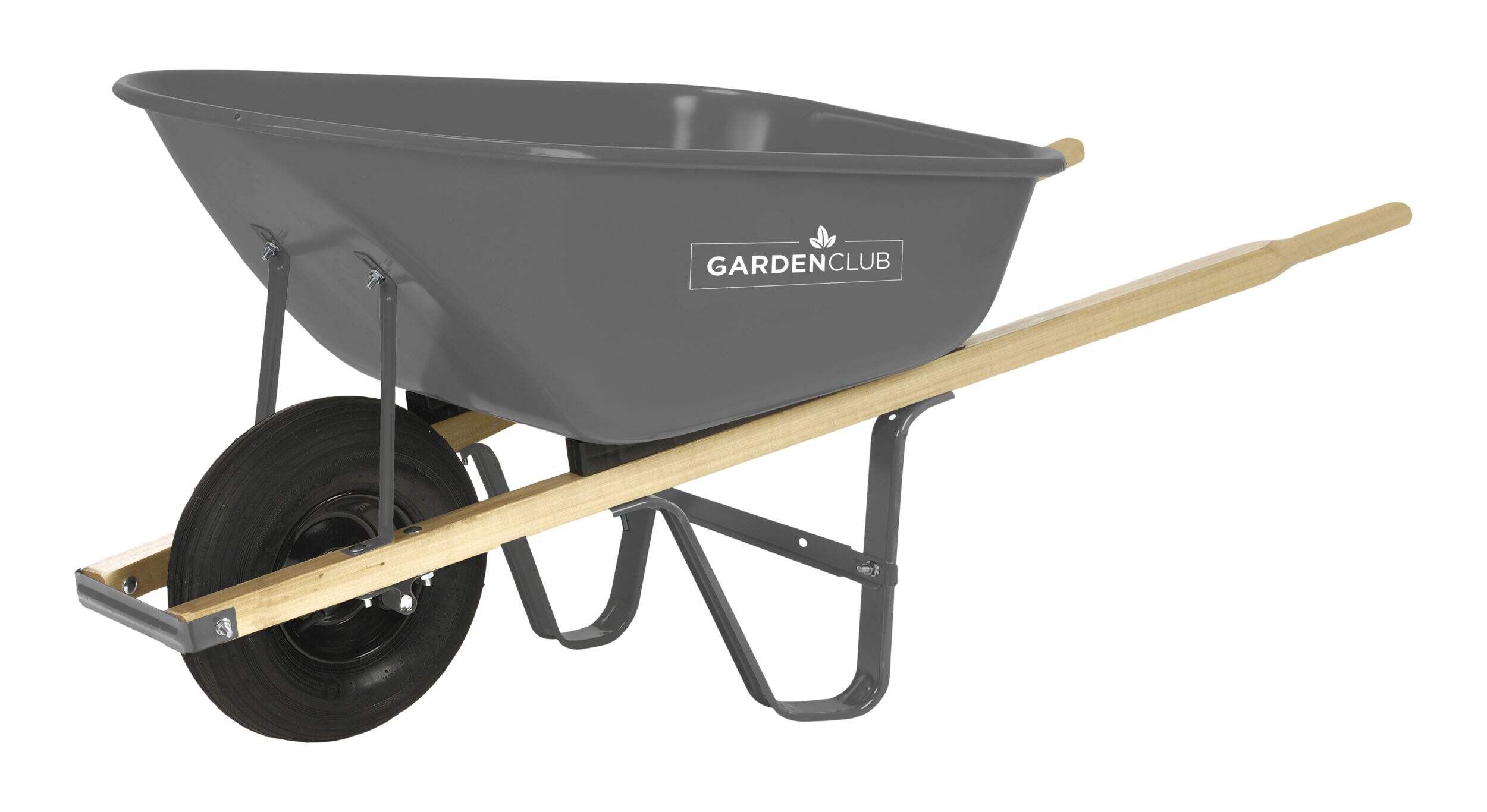 Garden Club Steel Tray 1-Wheel Garden/Yard Wheelbarrow, 6-cu-ft Front_Three_Fourths_Angled_Left