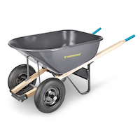 Yardworks Steel Tray 2-Wheel Garden Wheelbarrow, 6-cu-ft Front_Three_Fourths_Angled_Left