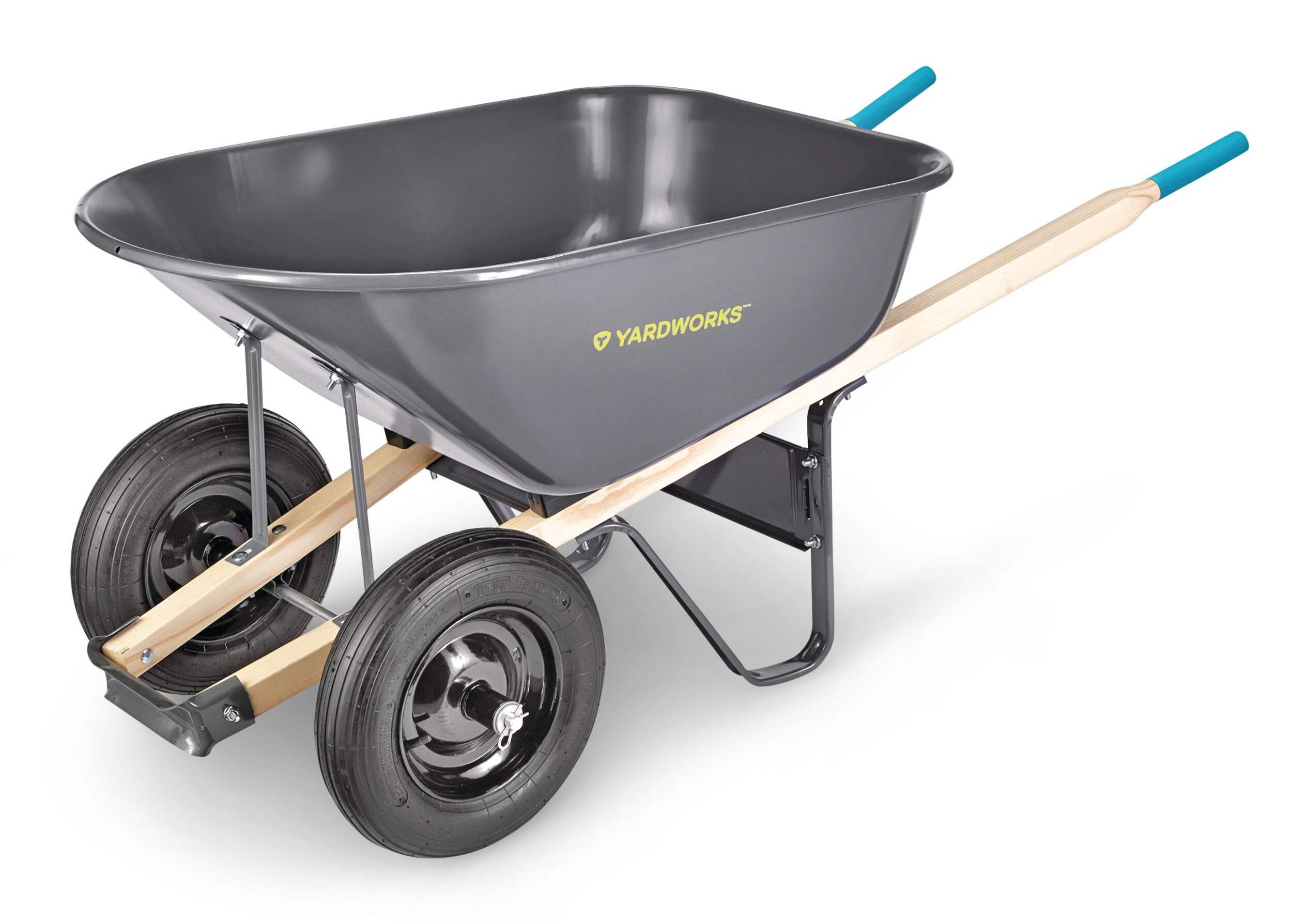 Yardworks Steel Tray 2-Wheel Garden Wheelbarrow, 6-cu-ft Front_Three_Fourths_Angled_Left