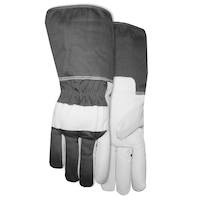 Midwest Leather Long Outdoor Men's Work Gloves, Large, Grey/White