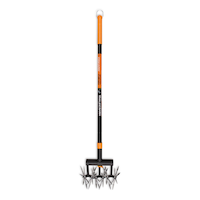 Fiskars Steel Extended Reach 6-Wheeel Rotary Cultivator with Telescoping Handle, 40-ft to 60-ft Front_Flat