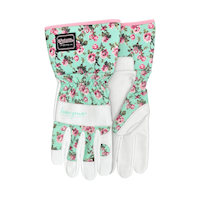 Watson Ladies You Grow Girl Water Resistant Leather Work Gloves, Floral, White, L