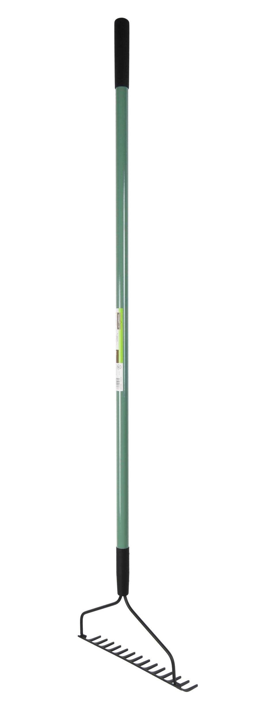 Garden Club Fibreglass 14-Tine Garden Bow Rake with 6-in Cushion Grip Front_Angled_Left