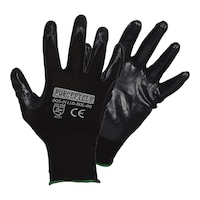 Forcefield Nylon Nitrile Palm Coated Work Gloves, L, Black, 6-pk