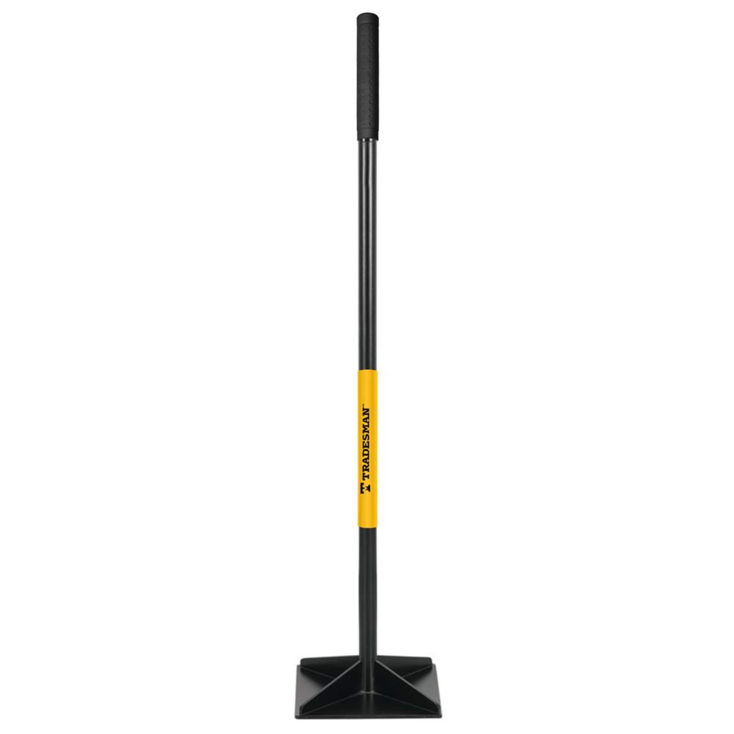 Tradesman Steel Leveling Garden Tamper with Rubber Grip, 10-in x 10-in Front_Flat
