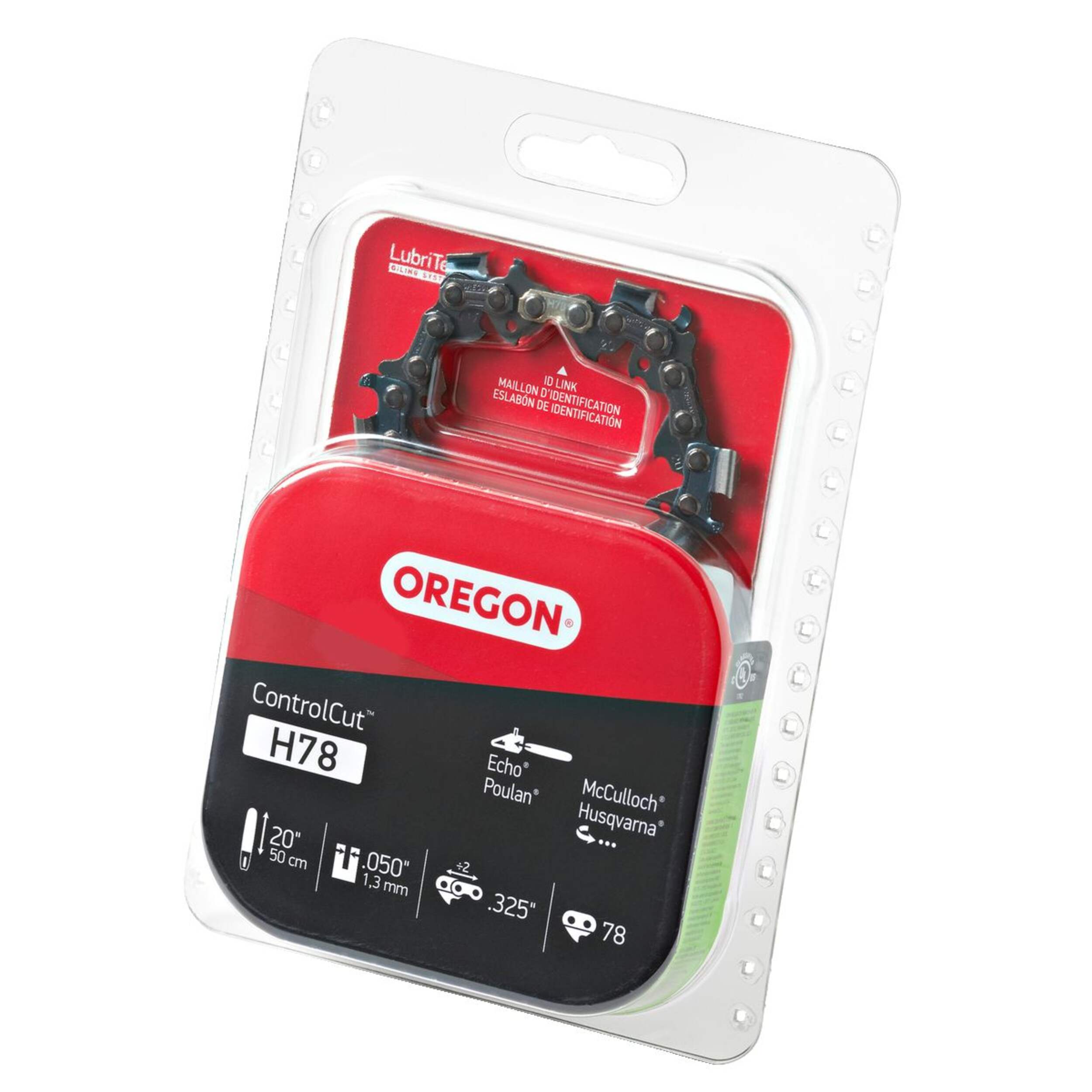 Oregon AdvanceCut H78 Chainsaw Chain, Fits Various Brands & Models, 20-in Front_Angled_Left