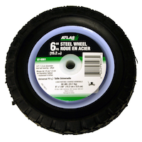 Roue en acier pour tondeuse Atlas, roulements à billes, 6 x 1,5 po Overhead_Flat