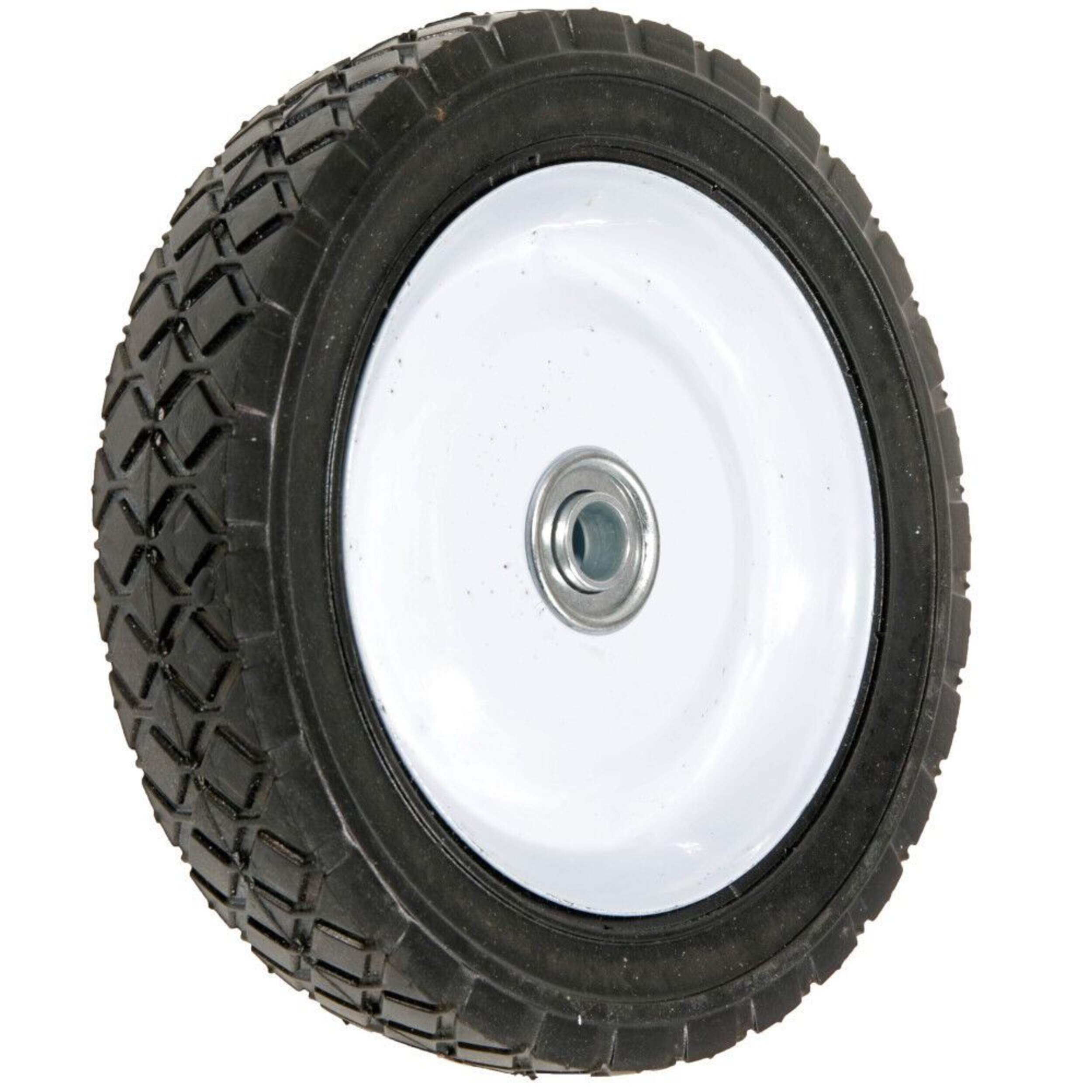 Roue en acier pour tondeuse Atlas, roulements à billes, 7 po Front_Three_Fourths_Angled_Left